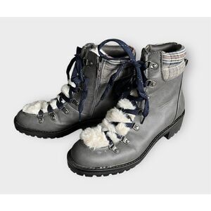 Maurice’s Cassie Gray Faux Fur Trim Knit Collar Hiker Boot Women’s 9.5